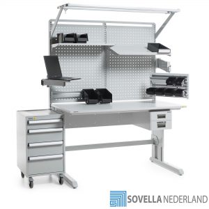 Sovella Nederland Treston Sovella ESD-veilige werktafel voor R&D en reparatie doeleinden met concept trolley als bijzettafel