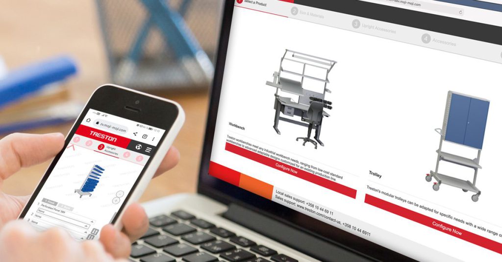 Sovella 3D workspace configurator for workbenches and trolleys